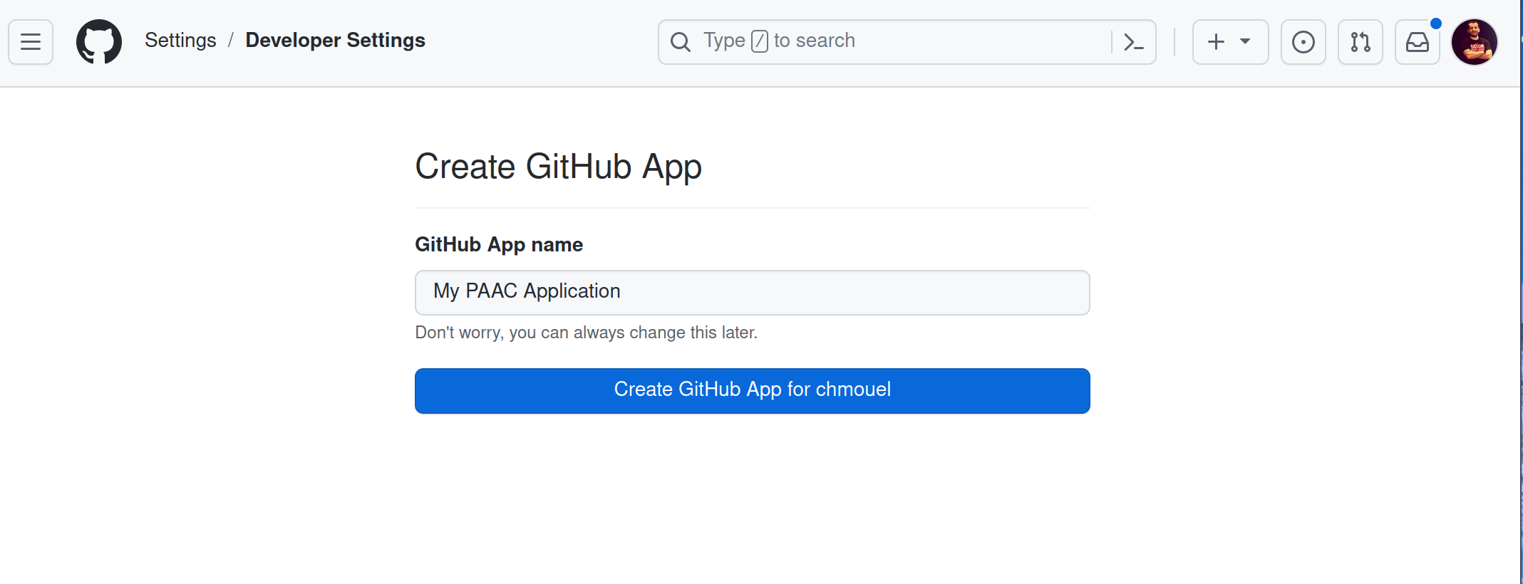 GitHub Application Creation